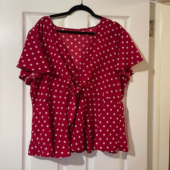 Plus Knot Front Polka Dot Blouse Size 2XL - Picture 9 of 11